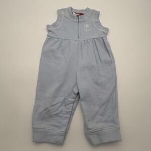 Esprit Coverall Girls 9-12M‎ Blue Striped Knit Sleeveless One Piece Zip Front